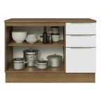 Balcão de Cozinha 120 x 60 cm 2 Portas 3 Gavetas (Com Tampo) Rustic/Branco Veludo Lux Madesa