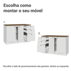 Balcão de Cozinha 120 x 60 cm 2 Portas 3 Gavetas (Com Tampo) Branco/Rustic Vik Madesa