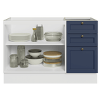 Balcão de Pia 120 x 60 cm 2 Portas 3 Gavetas (Sem Tampo) Branco/Azul Vik Madesa
