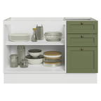 Balcão de Pia 120 x 60 cm 2 Portas 3 Gavetas (Sem Tampo) Branco/Verde Vik Madesa