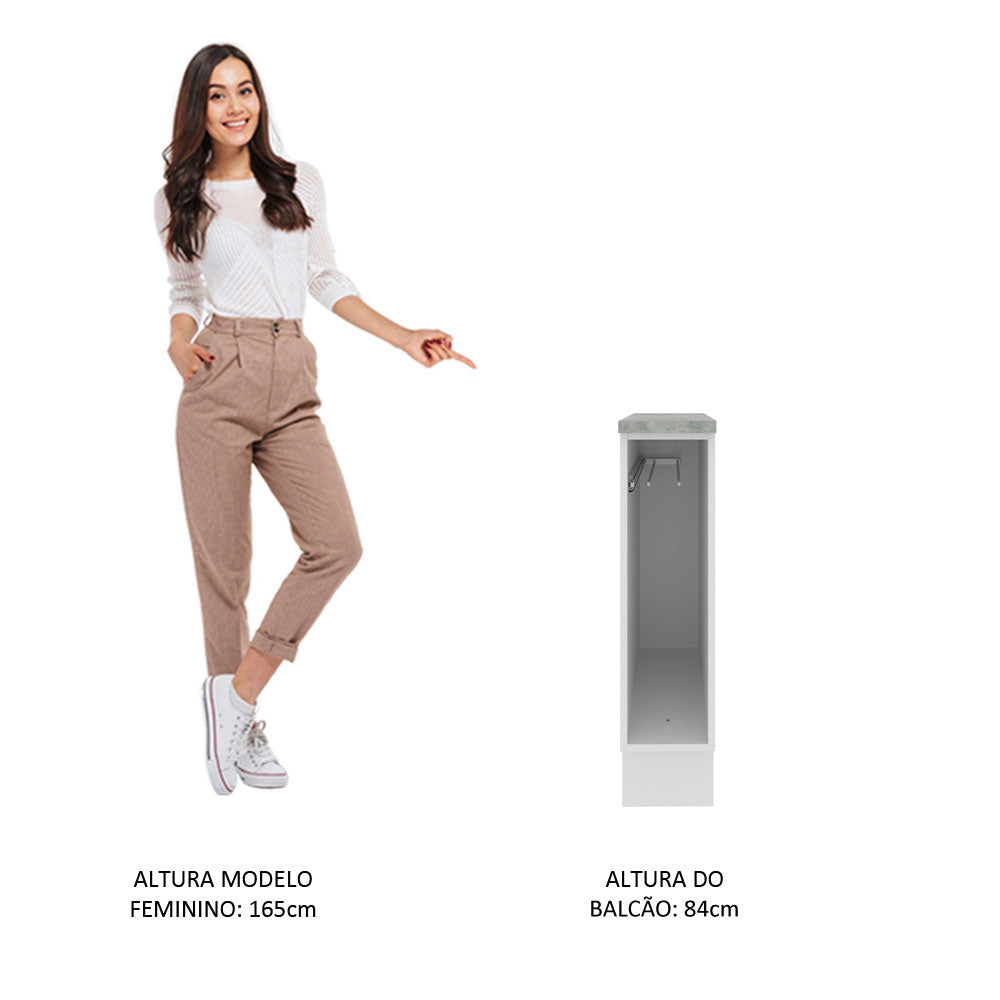 Balcão Porta-Pano 20 x 60 cm (Com Tampo) para Cozinhas Branco Madesa