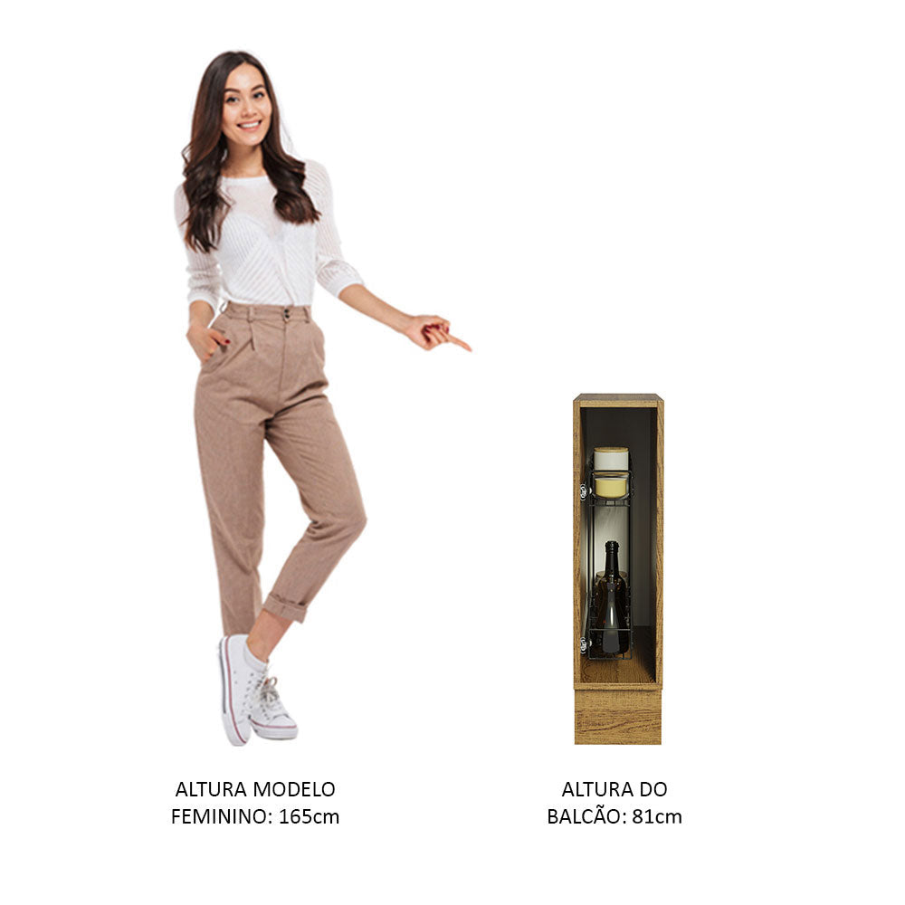 Balcão Porta-Temperos 20 x 60 cm (Sem Tampo) para Cozinhas Rustic Madesa