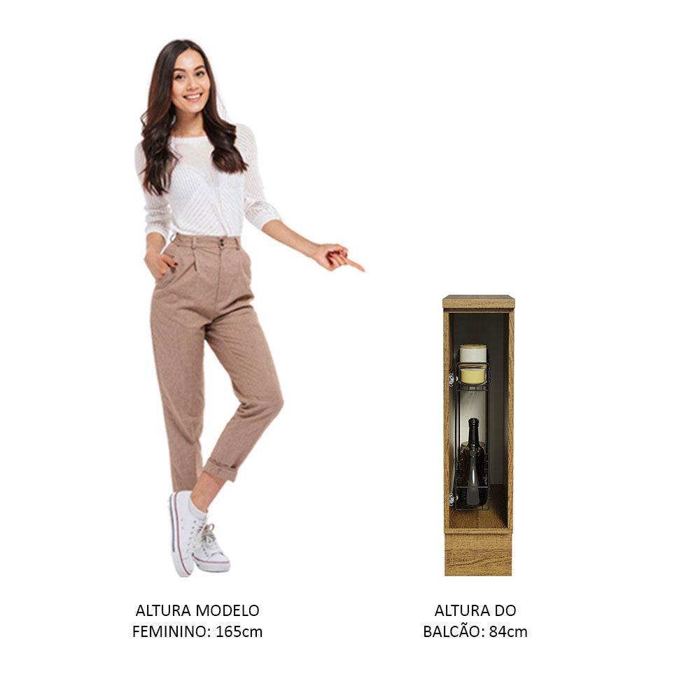 Balcão Porta-Temperos 20 x 60 cm (Com Tampo) para Cozinhas Rustic Madesa