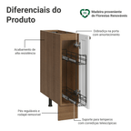 Balcão Porta-Temperos 20x60 cm 1 Porta (Sem Tampo) Rustic/Branco Vik Madesa