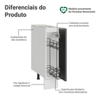 Balcão Porta-Temperos 20 x 60 cm 1 Porta (Sem Tampo) Branco/Preto Lux Madesa