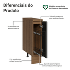 Balcão Porta-Temperos 20 x 60 cm 1 Porta (Com Tampo) Rustic/Preto Lux Madesa