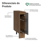 Balcão Porta-Temperos 20 x 60 cm 1 Porta (Com Tampo) Rustic/Cinza Lux Madesa