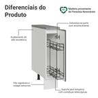 Balcão Porta-Temperos 20 x 60 cm 1 Porta (Com Tampo) Branco Veludo Lux Madesa