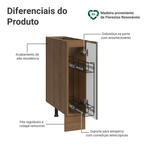 Balcão Porta-Temperos 20 x 60 cm 1 Porta (Sem Tampo) Rustic/Branco Veludo Lux Madesa