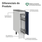 Balcão Porta-Temperos 20x60 cm 1 Porta (Com Tampo) Branco/Azul Vik Madesa