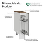 Balcão Porta-Temperos 20 x 60 cm 1 Porta (Com Tampo) Branco Veludo/ Rustic Lux Madesa
