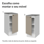 Balcão de Cozinha 35 x 60 cm 1 Porta (Com Tampo) Branco/Crema Vik Madesa