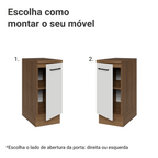 Balcão Madesa Agata 35 x 60 cm 1 Porta (Com Tampo) Rustic/Branco