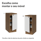 Balcão de Cozinha 35 x 60 cm 1 Porta (Com Tampo) Rustic/Branco Vik Madesa