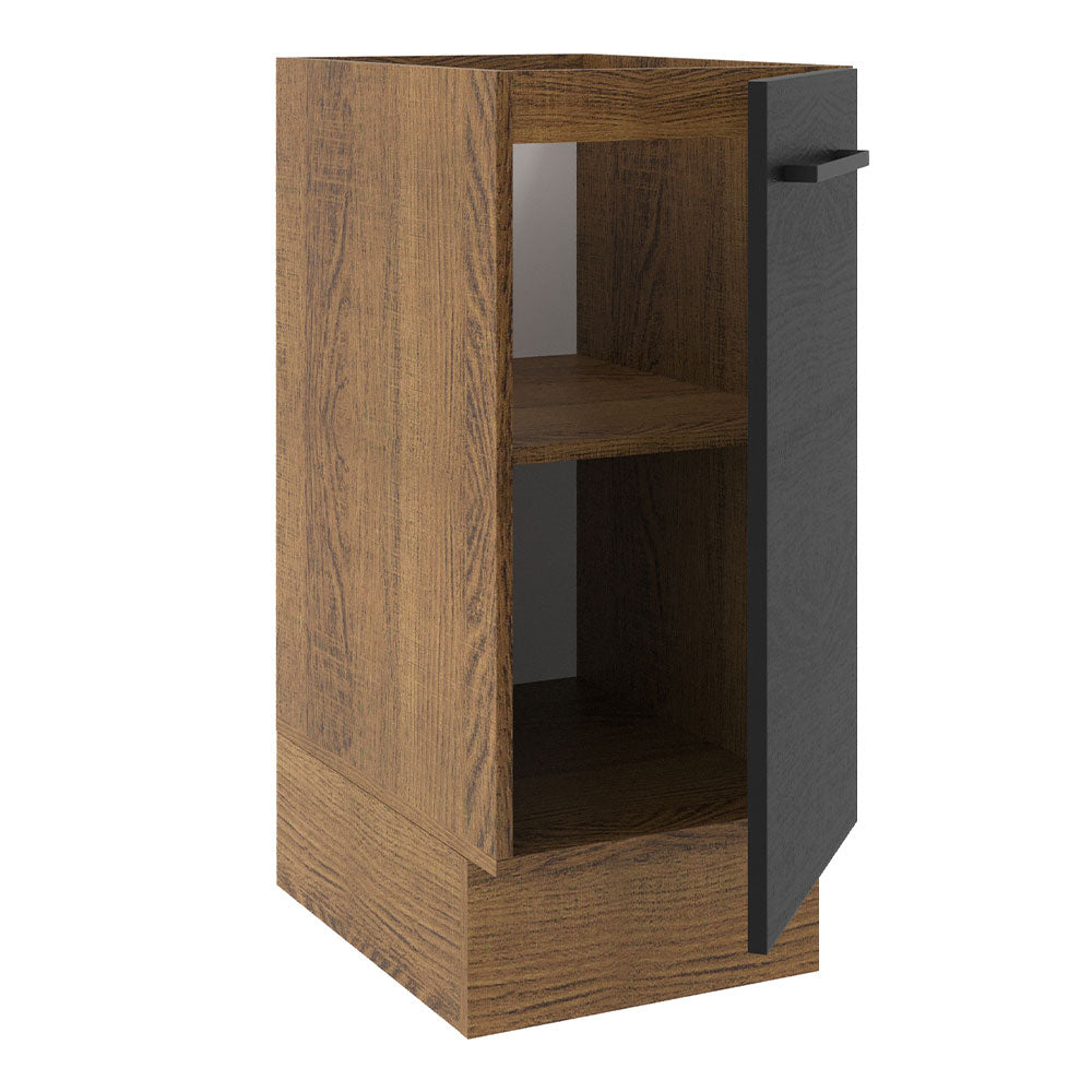 Balcão Madesa Agata 35 x 60 cm 1 Porta (Sem Tampo) Rustic/Preto