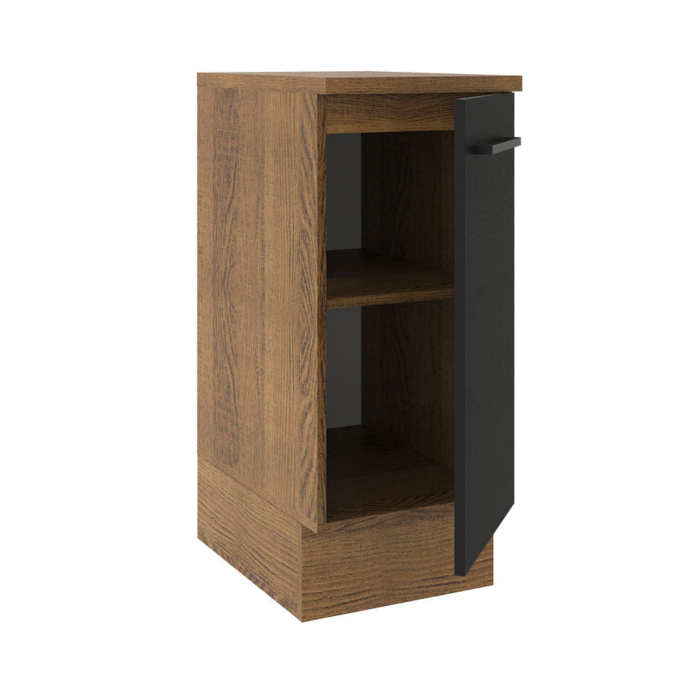 Balcão Madesa Agata 35 x 60 cm 1 Porta (Com Tampo) Rustic/Preto