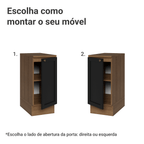 Balcão de Cozinha 35 x 60 cm 1 Porta (Com Tampo) Rustic/Preto Vik Madesa