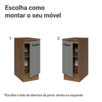 Balcão Madesa Agata 35 x 60 cm 1 Porta (Com Tampo) Rustic/Cinza