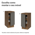 Balcão de Cozinha 35 x 60 cm 1 Porta (Com Tampo) Rustic/Cinza Vik Madesa