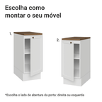 Balcão de Cozinha 35 x 60 cm 1 Porta (Com Tampo) Branco/Rustic Vik Madesa