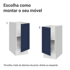 Balcão de Cozinha 35 x 60 cm 1 Porta (Sem Tampo) Branco/Azul Vik Madesa