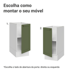 Balcão de Cozinha 35 x 60 cm 1 Porta (Sem Tampo) Branco/verde Vik Madesa