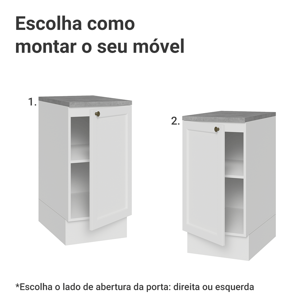 Balcão de Cozinha 40 x 60 cm 1 Porta (Com Tampo) Branco Vik Madesa