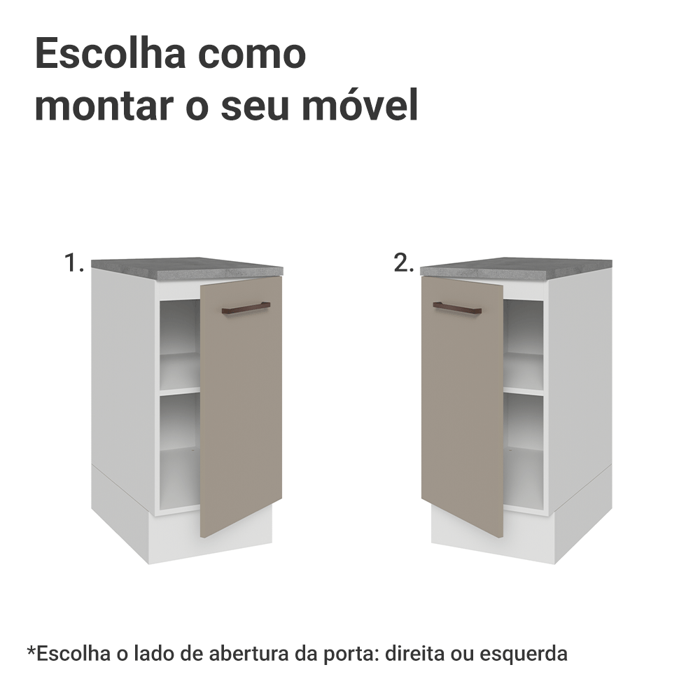 Balcão 40 x 60 cm 1 Porta (Com Tampo) Branco/Crema Agata Madesa