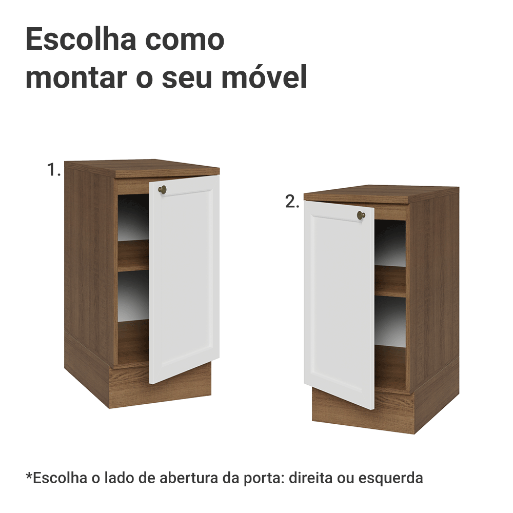 Balcão de Cozinha 40 x 60 cm 1 Porta (Com Tampo) Rustic/Branco Vik Madesa