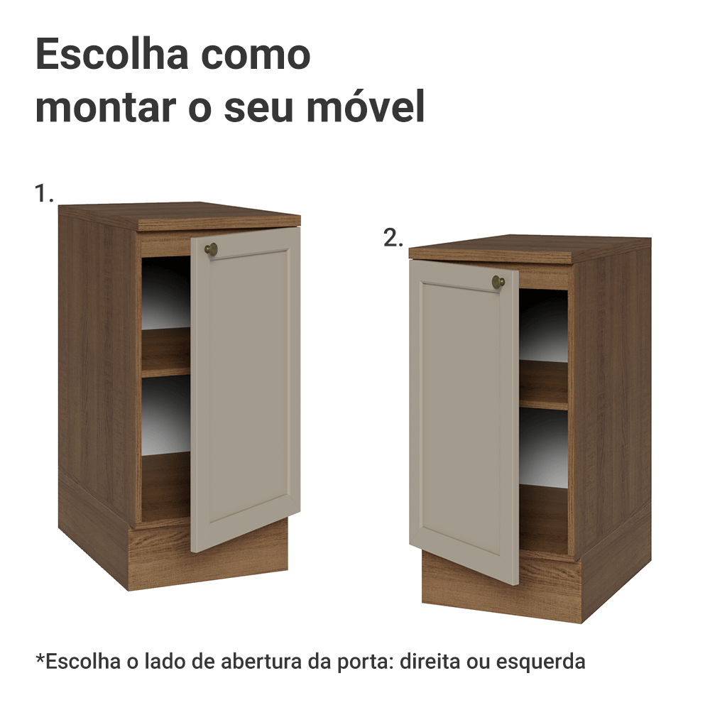 Balcão de Cozinha 40 x 60 cm 1 Porta (Com Tampo) Rustic/Crema Vik Madesa