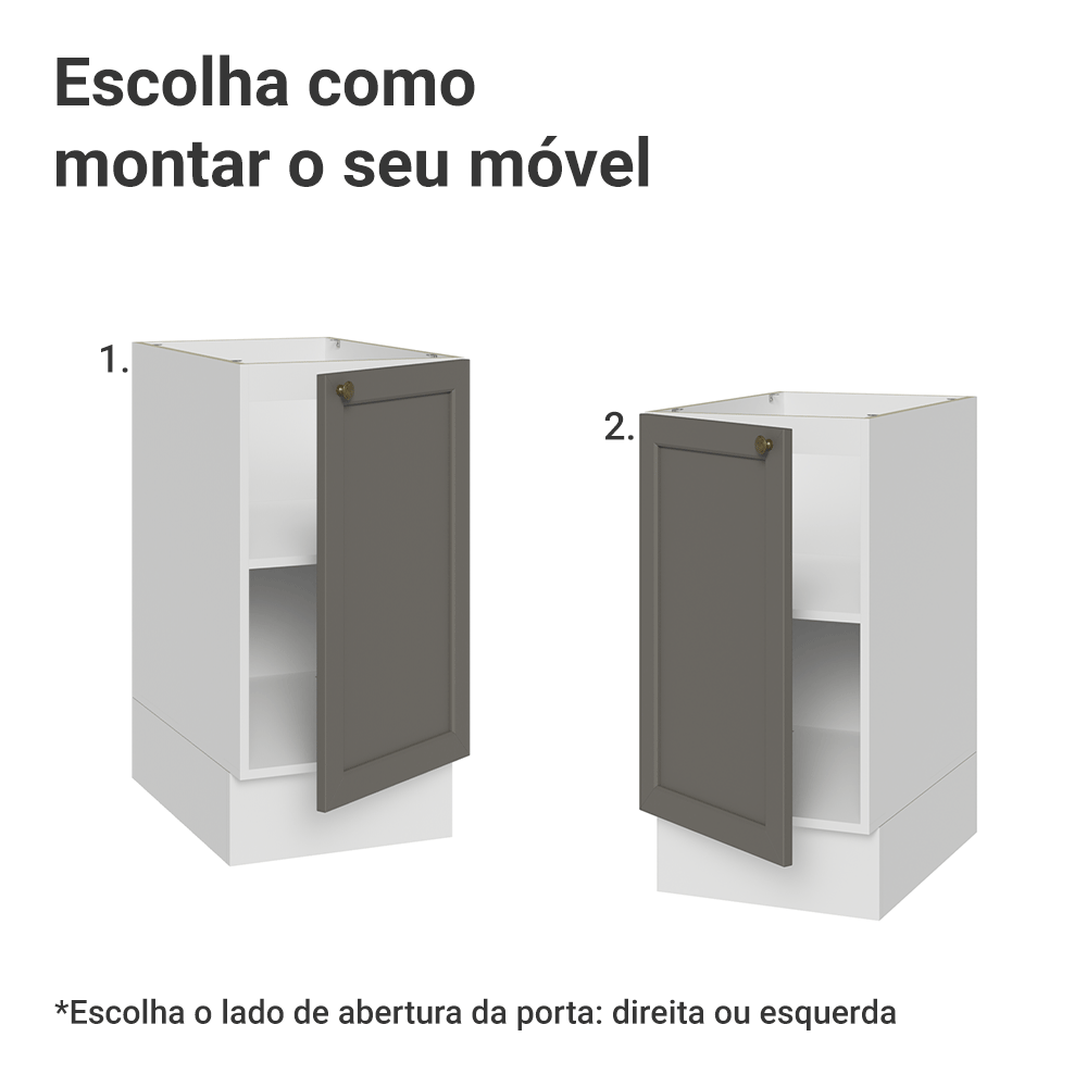 Balcão de Cozinha 40 x 60 cm 1 Porta (Sem Tampo) Branco/Cinza Vik Madesa