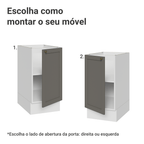 Balcão de Cozinha 40 x 60 cm 1 Porta (Sem Tampo) Branco/Cinza Vik Madesa