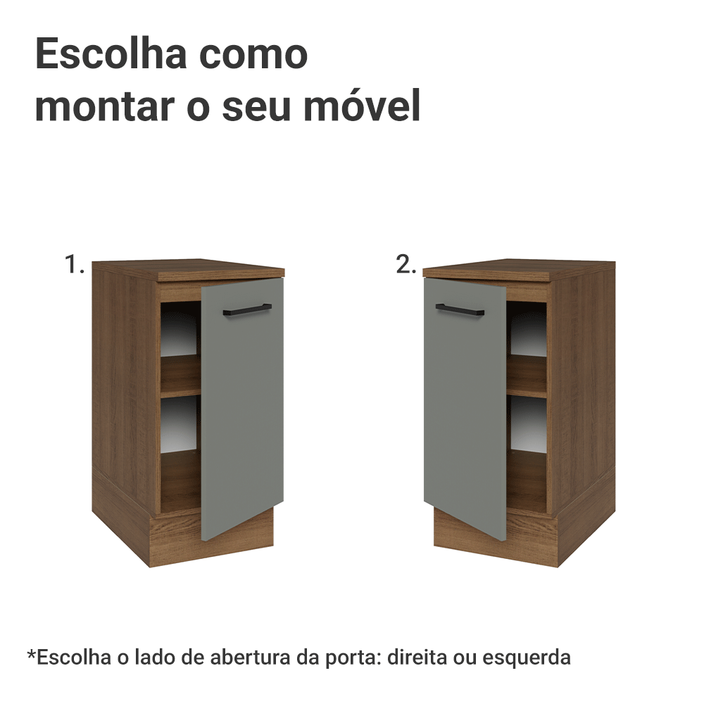 Balcão Madesa Agata 40 x 60 cm 1 Porta (Com Tampo) Rustic/Cinza