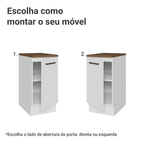 Balcão de Cozinha 40 x 60 cm 1 Porta Branco Tampo Rustic Agata Madesa