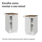 Balcão de Cozinha 40 x 60 cm 1 Porta (Com Tampo) Branco/Rustic Vik Madesa