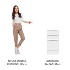 Balcão Cozinha 40 x 60 cm 3 Gavetas (Sem Tampo) Branco Stella Madesa