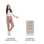 Balcão 40 x 60 cm 3 Gavetas (Sem Tampo) Branco/Crema Agata Madesa