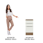 Balcão Madesa Stella 40 x 60 cm 3 Gavetas (Com Tampo) Rustic/Branco