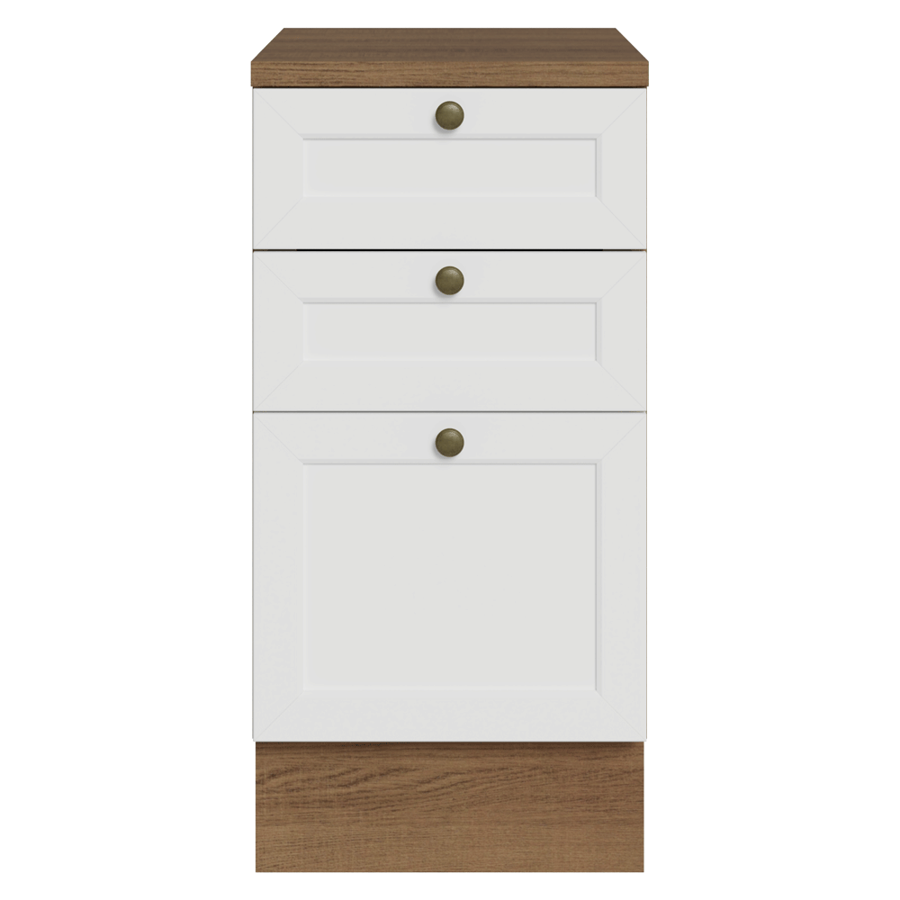 Balcão de Cozinha 40 x 60 cm 3 Gavetas (Com Tampo) Rustic/Branco Vik Madesa