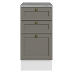 Balcão de Cozinha 40 x 60 cm 3 Gavetas (Com Tampo) Branco/Cinza Vik Madesa