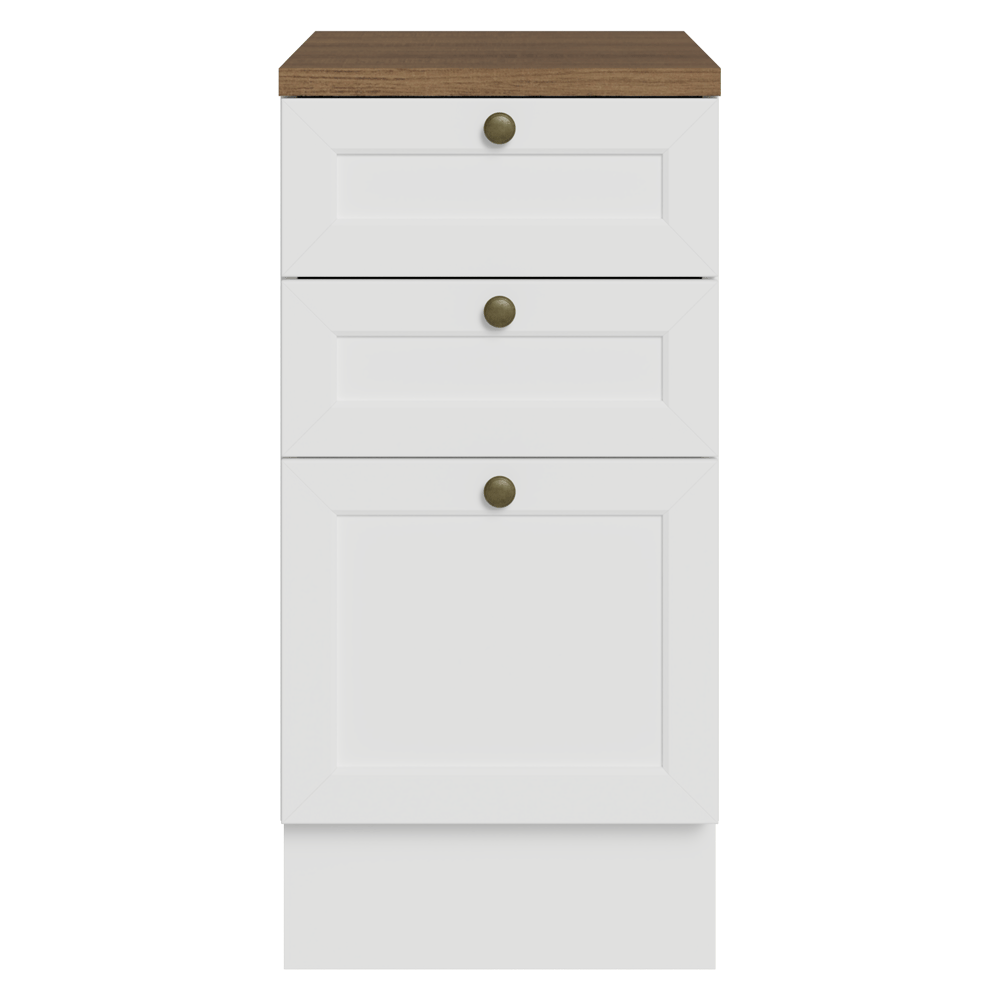 Balcão de Cozinha 40 x 60 cm 3 Gavetas (Com Tampo) Branco/Rustic Vik Madesa