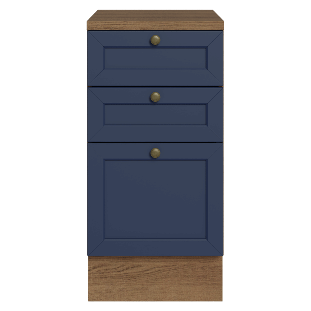 Balcão de Cozinha 40 x 60 cm 3 Gavetas (Com Tampo) Rustic/Azul Vik Madesa