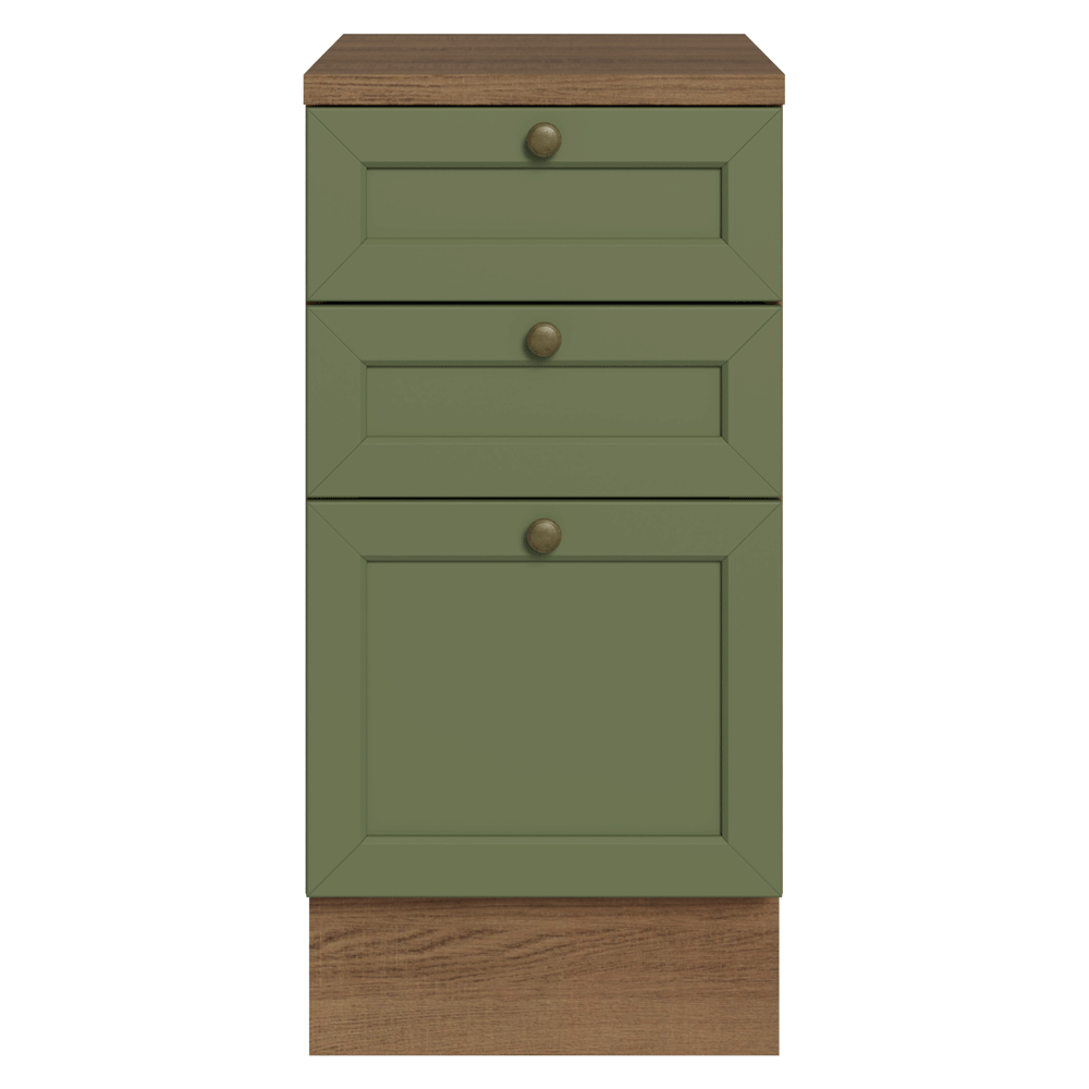 Balcão de Cozinha 40 x 60 cm 3 Gavetas (Com Tampo) Rustic/Verde Vik Madesa