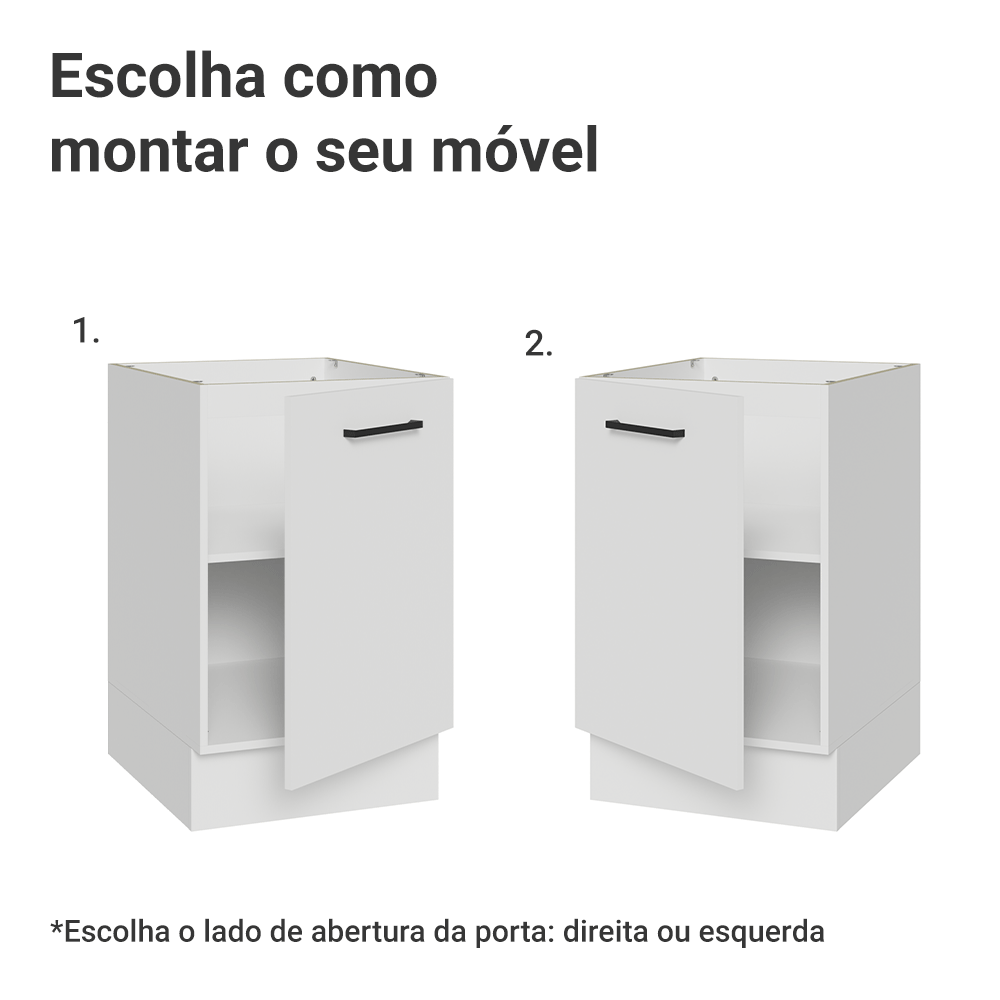 Balcão de Cozinha 50 x 60cm 1 Porta (Sem Tampo) Branco Agata Madesa