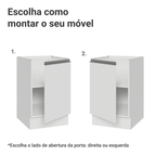 Balcão de Cozinha 50 x 60cm 1 Porta (Sem Tampo) Branco Glamy Madesa