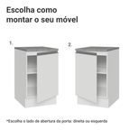 Balcão de Cozinha 50 x 60cm 1 Porta (Com Tampo) Branco Glamy Madesa