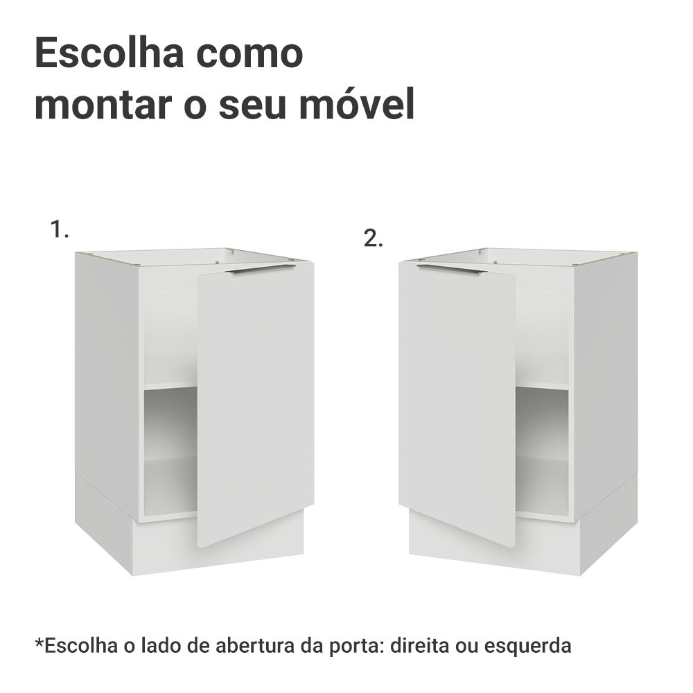 Balcão de Cozinha 50 x 60cm 1 Porta (Sem Tampo) Branco Stella Madesa