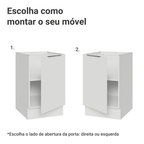 Balcão de Cozinha 50 x 60cm 1 Porta (Sem Tampo) Branco Stella Madesa