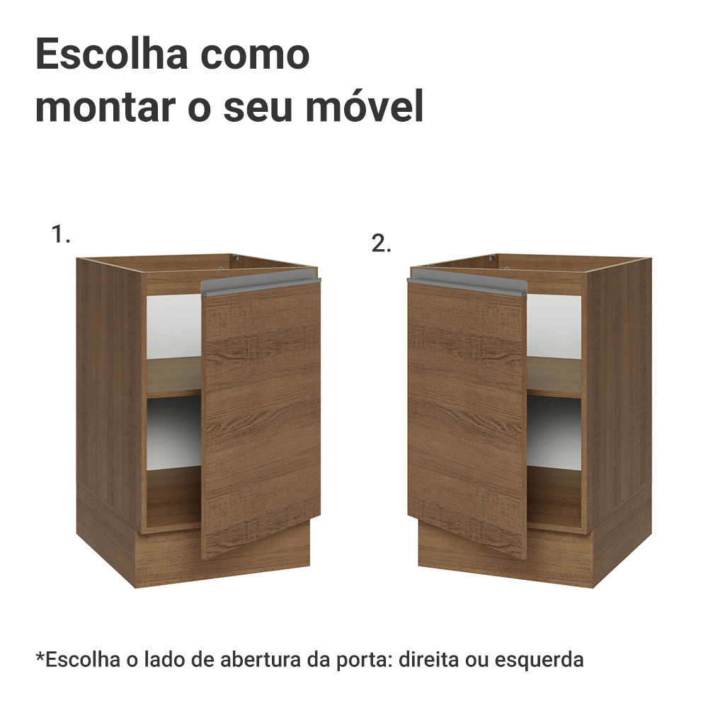 Balcão de Cozinha 50 x 60cm 1 Porta (Sem Tampo) Rustic Glamy Madesa
