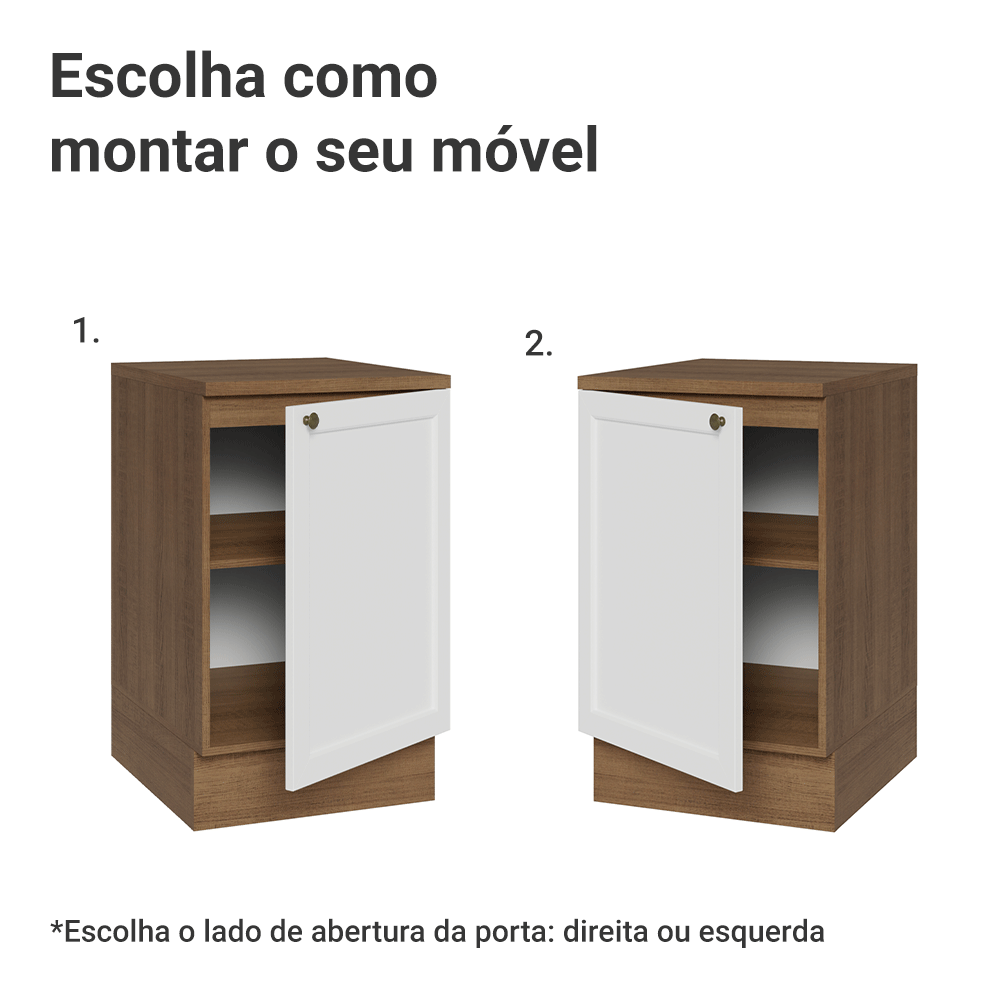 Balcão de Cozinha 50 x 60cm 1 Porta (Com Tampo) Rustic/Branco Vik Madesa